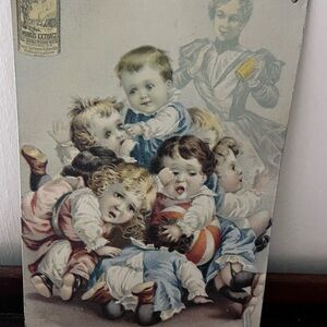 Vintage Victorian Children Pond’s Extract Wall Art - Pastel Blue & Pink